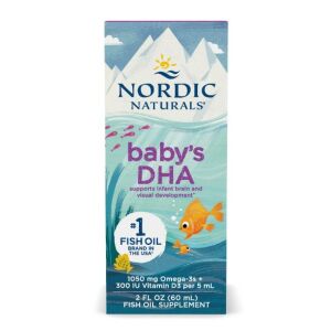 Nordic Naturals Baby's DHA cu vitamina D3 supliment lichid pentru bebeluși, susține dezvoltarea creierului și a vederii - Supliment alimentar