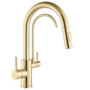 Rea Eco Fresh GOLD Küchenarmatur mit ausziehbarer Brause und Wasserfilterhahn - Wasserhahn
