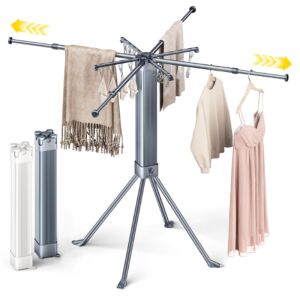 KASEVY Rubik összecsukható és kihúzható ruhaszárító ruhákkal, összecsukott állapotban is. - Ruhaszárító