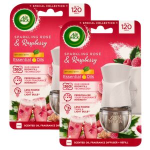 Air Wick Electric Lufterfrischer Rose Champagner und Himbeere mit Nachfüllpackung 2x19ml 141188094 - Haushaltszubehör