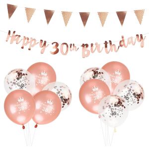 LOPOTIN Geburtstagsset, Folie/Latex, weiß/pink, 13-teilig 141188408 - Luftballons