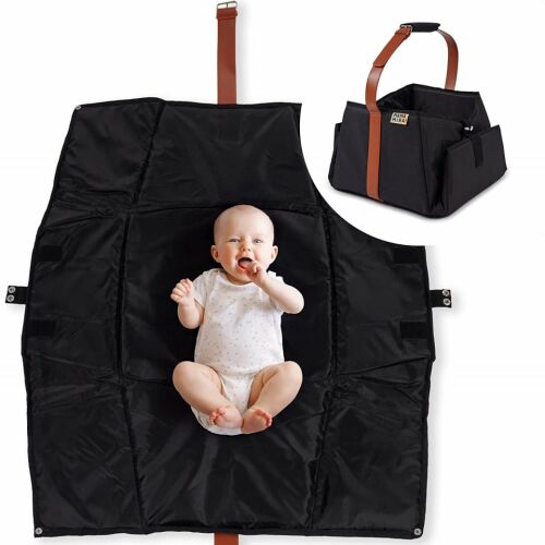 MAMA MIRA! Babysack/Decke, Polyester/PU-Leder, schwarz/braun, 50 x 58 cm 141188470