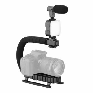 AY-49U professzionális kamera- és telefontartó mikrofonnal, fény- és videorögzítő készlettel