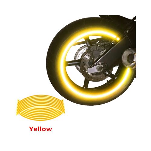 Set 16 ornamente Reflectorizante pentru jante auto, moto, culoare Galben 141189247