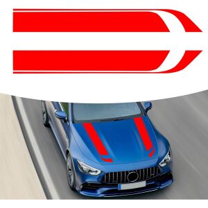 2er Set selbstklebende Tuning-Aufkleber, Modell "Hood Stripes V1", Größe 85 x 12 cm, Farbe Rot 141189474 - Autoaufkleber