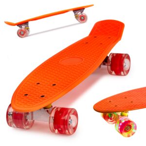 Penny Board gördeszka gyerekeknek gumi kerekekkel, LED lámpákkal, narancssárga színben 141189477 - Gyerek gördeszka