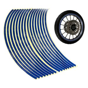 Set mit 16 reflektierenden Ornamenten für Auto- und Motorradfelgen, Farbe Blau 141190058 - Auto-Zierstreifen