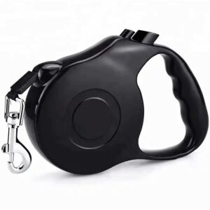 Lesa Retractabila Automata cu carabina pentru caini, lungime sfoara 5m, culoare Neagra 141190185 - Lese