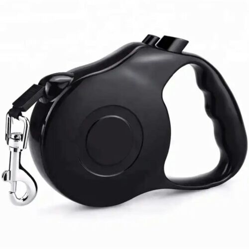 Lesa Retractabila Automata cu carabina pentru caini, lungime sfoara 5m, culoare Neagra 141190185