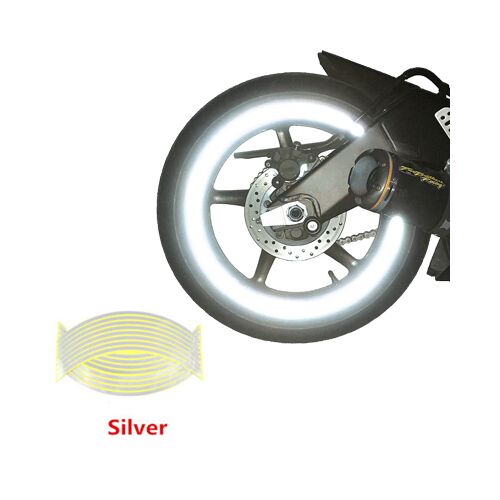 Set 16 ornamente Reflectorizante pentru jante auto, moto, culoare Argintiu 141191007