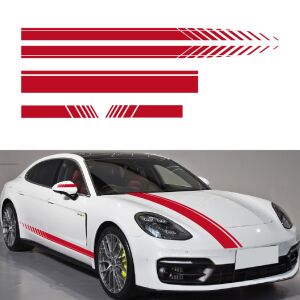5er Set selbstklebende Tuning-Aufkleber, Modell "Racing Stripes V1", Größe 190 cm, Farbe Rot 141191157 - Autoaufkleber