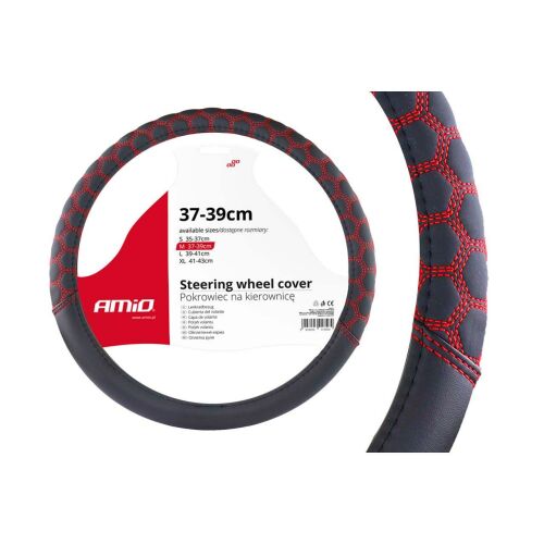 Husa volan cu cusatura rosie model Hexa SWC-23-M (37-39cm) 141191283