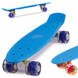 Penny Board gördeszka gyerekeknek gumi kerekekkel, LED lámpákkal, kék színben 141191359 - Gyerek gördeszka