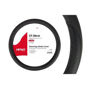 Husa volan negru + carbon SWC-17-M (37-39cm) 141191675 - Huse de volan auto