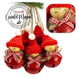 Csináld magad - Fenyőfa dísz kolompból mosolygós kislány 5db