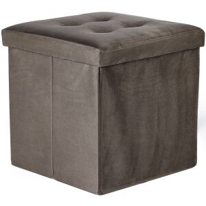 Skladacia taburetka L s gombíkmi - 38x38x38cm zamatovo hnedý