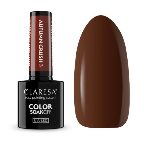 Claresa Autumn Crush 3 csokoládébarna gél lakk üveg és színminta. - Nono