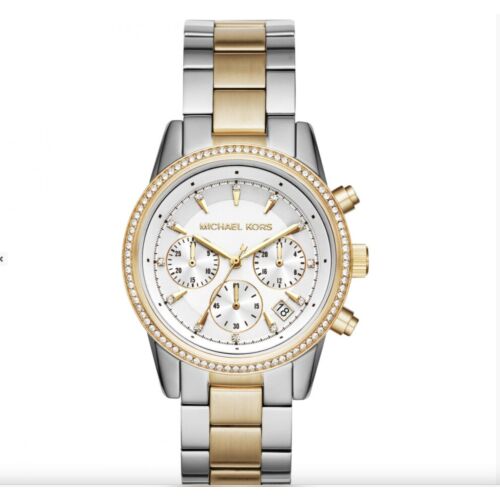 Michael Kors Ritz MK6474 női kéttónusú karóra kronográffal és kristály kerettel