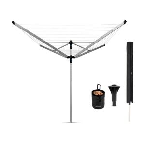 Brabantia kültéri Lift-O-Matic Advance 90300255, 60 m, Állítható magasság, Betonhorgony, Táska, Klipszekkel ellátott táska, Korrózióálló, Rozsdamentes acél