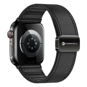 Apple Watch szíj Forcell F-Design FA21 mágneses ökobőr 42 / 44 / 45 / 49 mm fekete 141211322 - Forcell Smartes Uhrenarmband