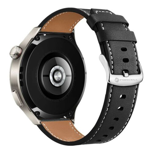 Samsung Galaxy Watch Forcell F-Design FS21 okosórához való szíj, lyukas, eko bőr, 20 mm, fekete 141211330