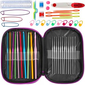 Set 50 piese pentru crosetat in husa din piele ecologica, un cadou perfect pentru pasionații de crosetat sau broderie 141212118 - Kituri de cusut