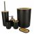 Set Elegant pentru baie format din 6 piese, ABS + lemn, culoare negru/maro 141212284