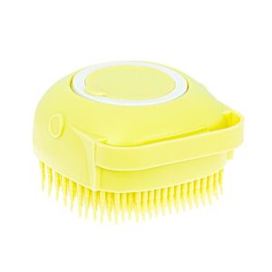 Perie din silicon cu dozator de sampon pentru spalare caini sau pisici, 7,5 x 7,5 cm, culoare galben 141212436 - Perie pentru animale, mașină de tuns, foarfece, mașină de tăiat gheare