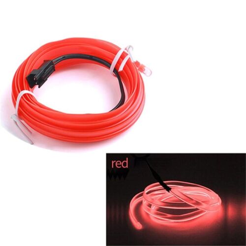 Neon-Autokabel „EL Wire“, Farbe: Rot, Länge: 2 m, 12-V-Stromversorgung, Vorschaltgerät im Lieferumfang enthalten 141212744