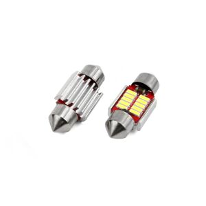 Sada LED CANBUS sofit kompatibilných C5W 10 SMD 31mm bielych 12/24V autožiaroviek, určených pre automobilové alebo terénne súťaže.