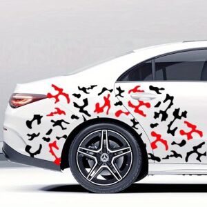 2er-Set selbstklebende Tuning-Aufkleber in zwei Farben, Modell „Paint Stains“, Größe 97 x 47 cm, Farbe Schwarz + Rot 141212963 - Autoaufkleber