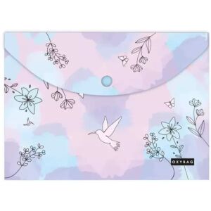 Oxybag Portofel documente A4 cu design colibri și floral, închidere cu capse - Material de împachetat