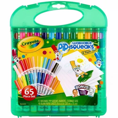 Crayola Pip-Squeaks Abwaschbare Mini Marker Set, 65 Farben, mit Aufbewahrungskoffer und Papier
