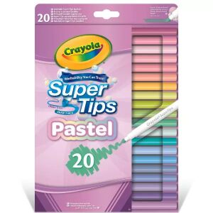 Crayola SuperTips Pastel Umývateľné fixky, Sada 20 kusov - Fixky