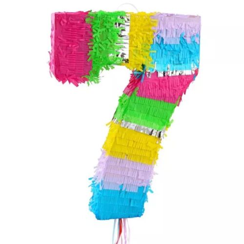 Bunte Zahl 7 Pinata für Geburtstagsfeier