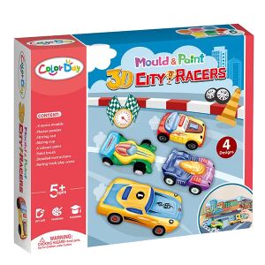 Color Day Mould & Paint 3D City Racers DIY gipszöntő és festő készlet gyerekeknek - Manyuk Toys