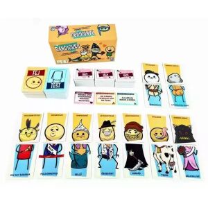 Randiguru társasjáték alkatrészei: doboz, kártyák vicces karakterekkel egy randi játékhoz - Gémklub