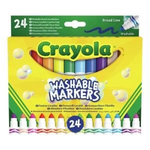 Crayola 24 darabos, lemosható, tompahegyű filctoll készlet, nem mérgező, gyerekeknek - Filctoll