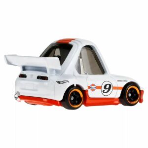 Hot Wheels Silver Series Toyota MK4 Supra model odlewany, biały z pomarańczowym malowaniem Gulf, widok z tyłu - Samochód i pojazd