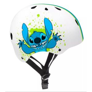 STAMP Stitch Kinderhelm, weiß mit blauem Stitch-Design, schräge Ansicht - Fahrrad für Kinder