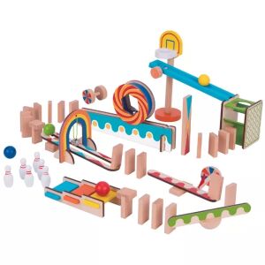 Tooky Toy: Drveni domino put 141285555 - Drvena igračka za građenje