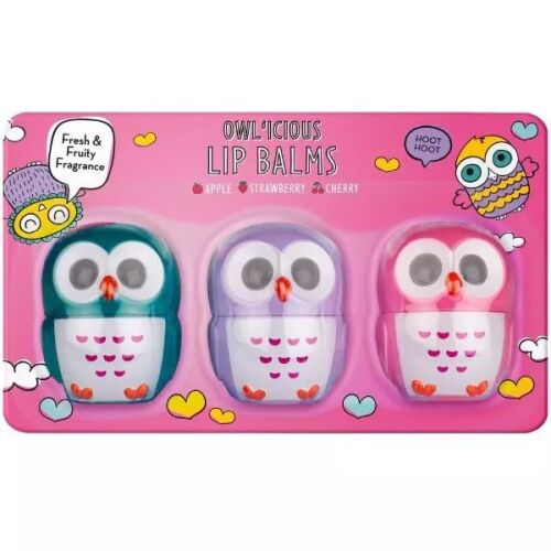 Owl'icious ajakbalzsam készlet - Alma, eper, cseresznye ízek