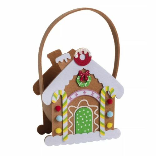 Sac de pâslă în formă de casă de turtă dulce, decorațiune de Crăciun