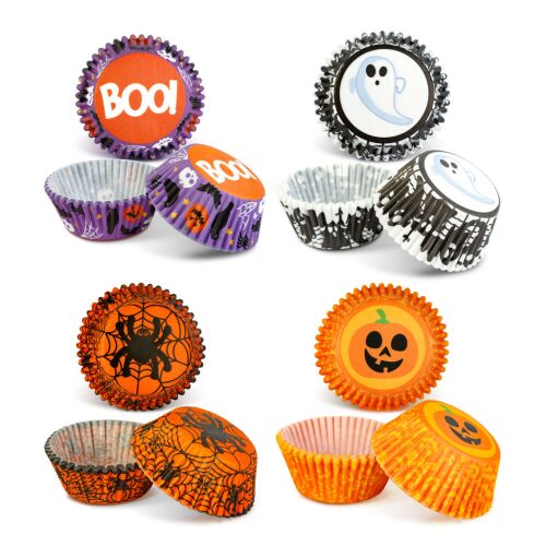 Halloween-i dekoráció - muffin papír szett - 50 db - 4 féle - 7 x 5 x 3,2 cm