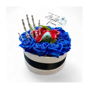  Halloween díszdoboz kék rózsákkal és csontkézzel