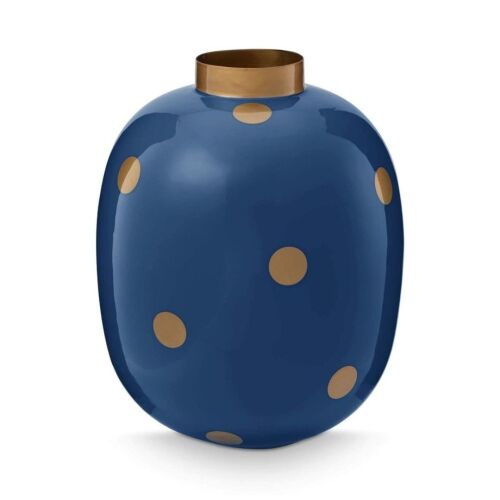 Dekoratívna váza, kov, Pip Studio, Dots Navy/Gold, 32 cm, kolekcia Dot Delight 141383110