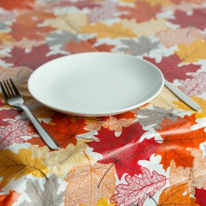 Őszi asztalterítő falevél mintával flanel anyagú 132 x 178 cm 141383461 - Őszi dekorációs kellék