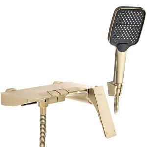 REA Joe Brush Gold Смесител за вана с водопад с ръчен душ - Смесител