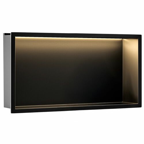 Süllyesztett fürdőszobai polc LED 30x60 black 141384062