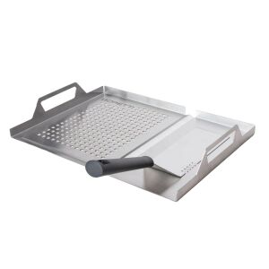 Boretti grillsütőlap 2 az 1-ben grillspatulával, 50 x 50 cm, rozsdamentes acél